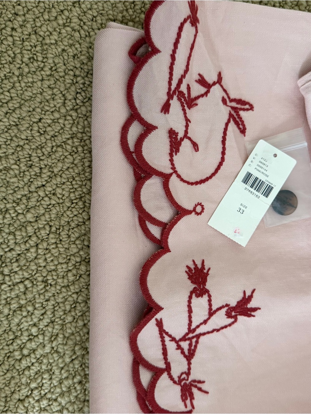 Anthropologie Pale Pink Wide-Leg Embroidered Pants - Picture 5 of 5